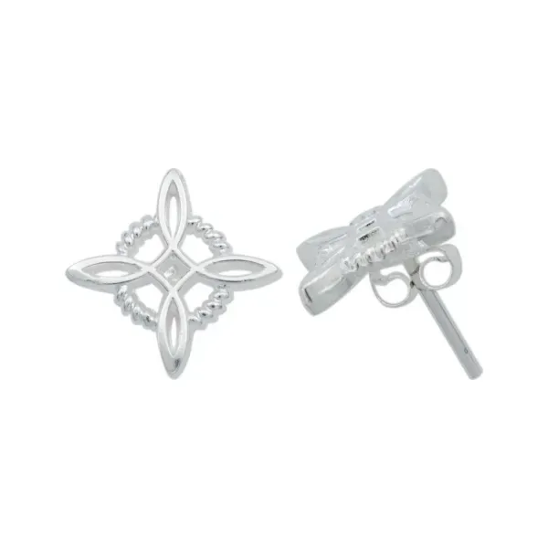 Aretes de plata .925 plateado zirconia nudo bruja celta broquel liso amuleto — Joyaris