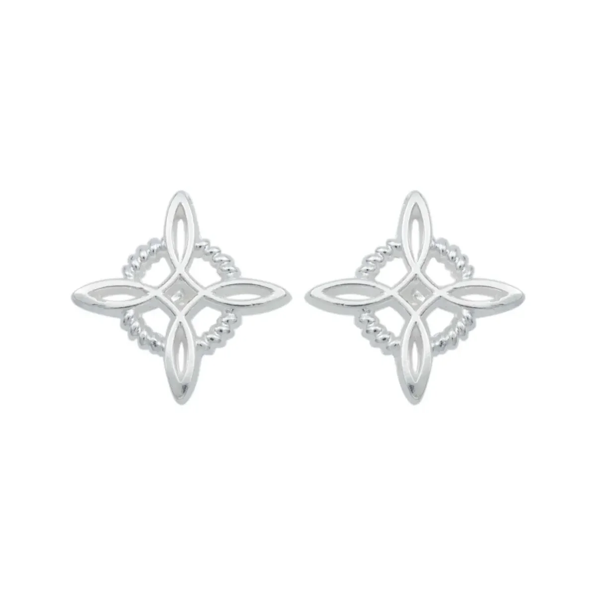 Aretes Broquel Plata 925 Nudo Bruja Celta con Zirconia - Imagen 2