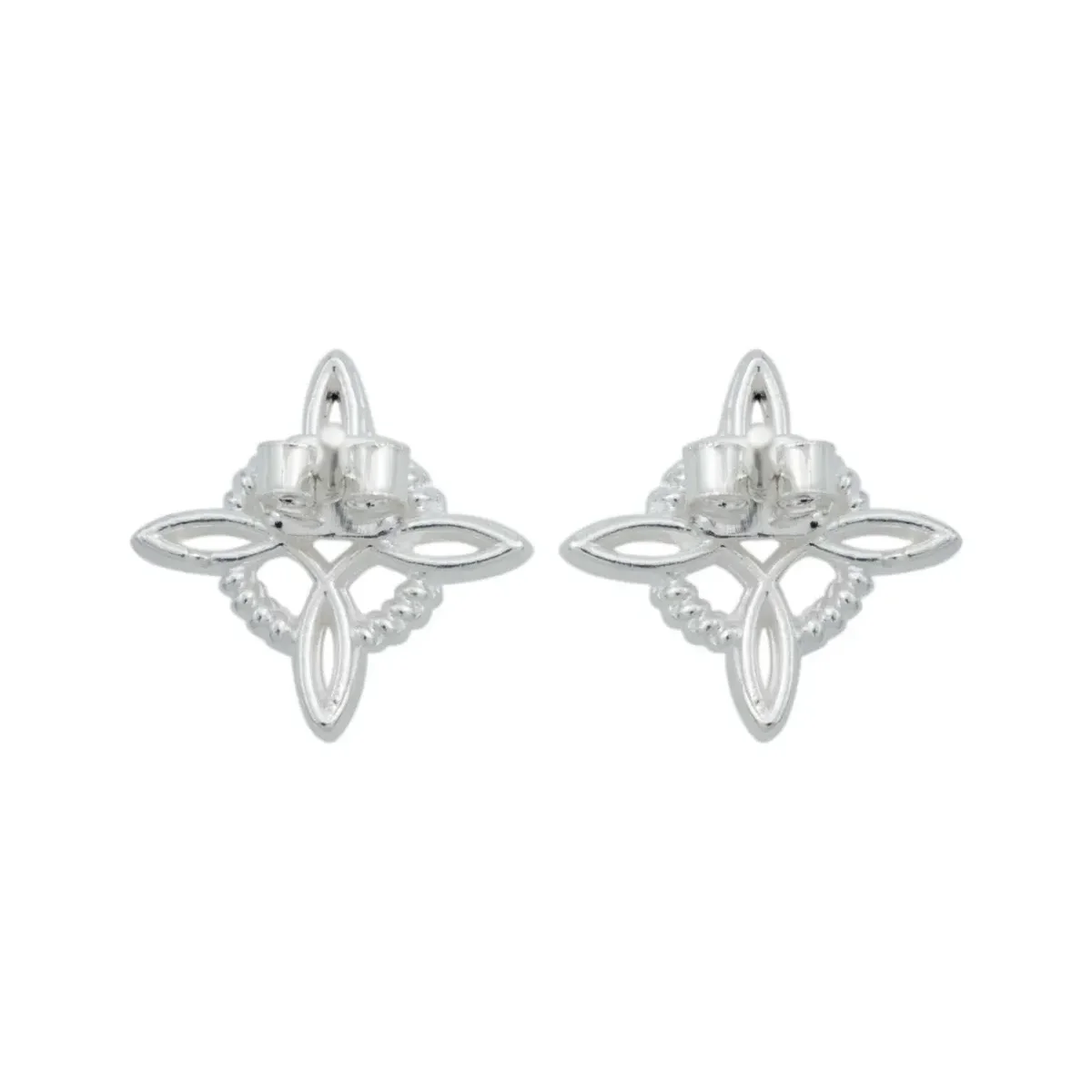 Aretes Broquel Plata 925 Nudo Bruja Celta con Zirconia - Imagen 4