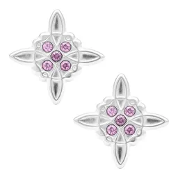 Aretes Broquel Plata 925 Nudo Bruja con Zirconia Transparente - Imagen 1