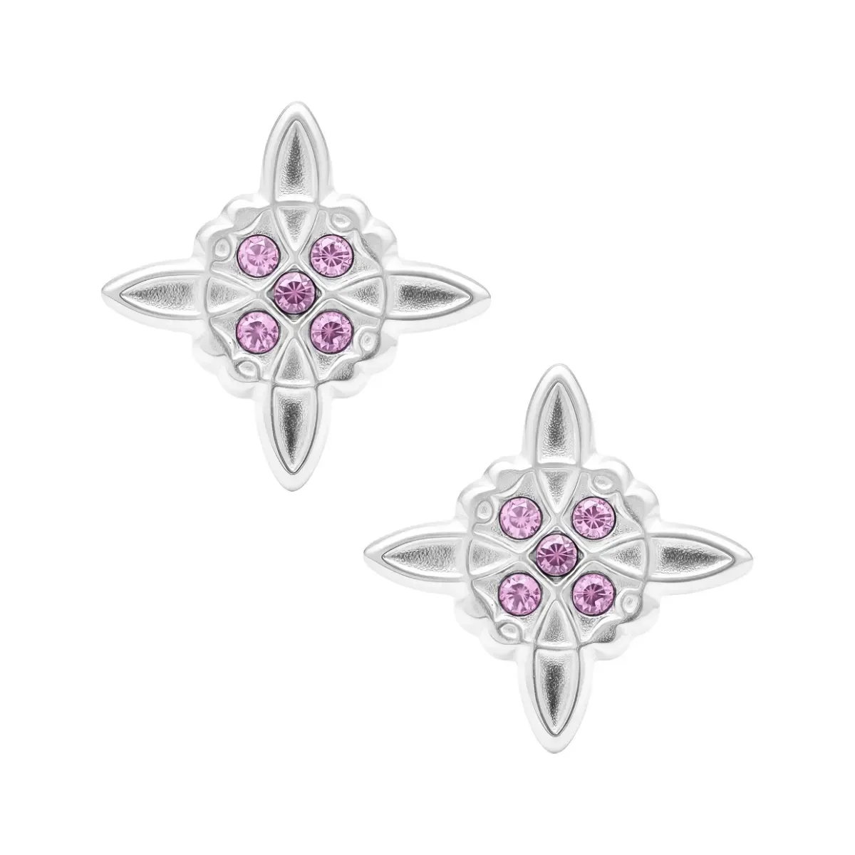 Aretes broquel de Plata .925 nacional, diseño Nudo Bruja con Zirconia transparente. Joyería mística de protección y empoderam