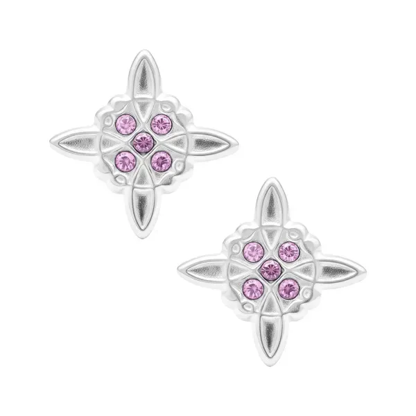 Aretes Broquel Plata 925 Nudo Bruja con Zirconia Transparente - Imagen 1
