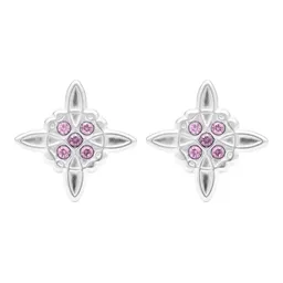 Aretes Broquel Plata 925 Nudo Bruja con Zirconia Transparente - Imagen 2