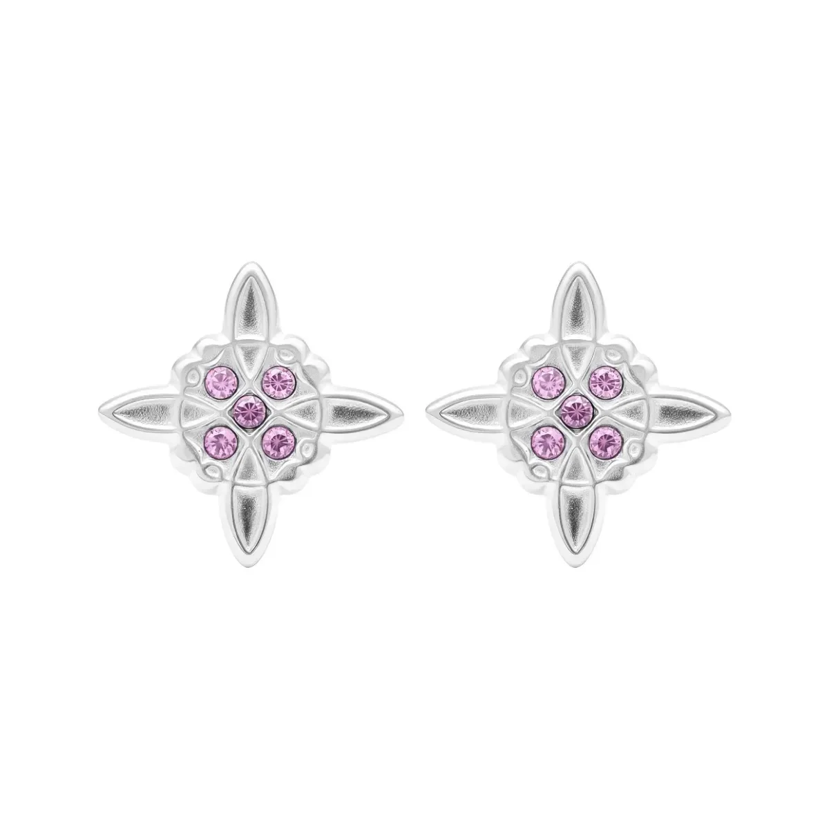 Aretes Broquel Plata 925 Nudo Bruja con Zirconia Transparente - Imagen 2