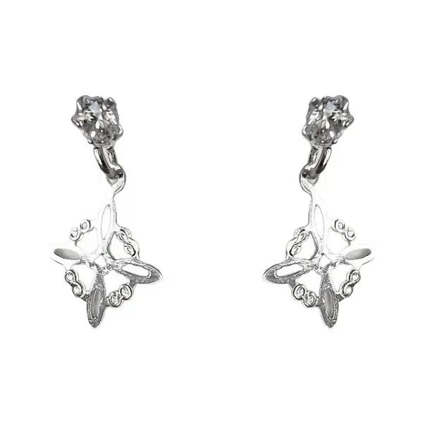 Aretes de plata .925 zirconia nudo de bruja broquel — Joyaris