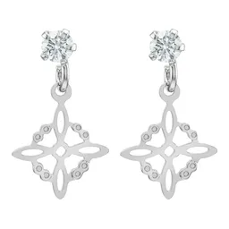 Aretes Broquel Plata 925 Nudo Bruja Zirconia Transparente - Imagen 3