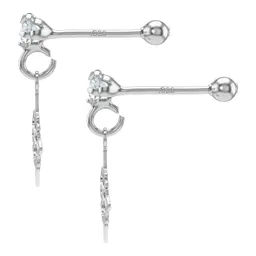 Aretes Broquel Plata 925 Nudo Bruja Zirconia Transparente - Imagen 4