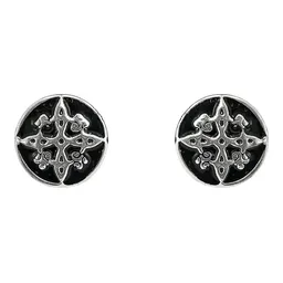 Aretes Broquel Plata 925 Nudo de Bruja Artesanal Protección - Imagen 1