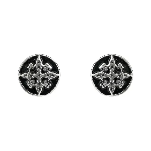Aretes Broquel Plata 925 Nudo de Bruja Artesanal Protección - Imagen 1