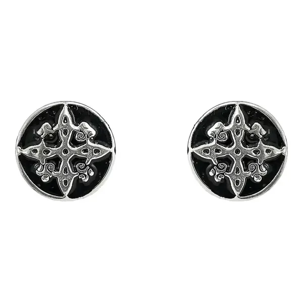 Aretes Broquel Plata 925 Nudo de Bruja Artesanal Protección - Imagen 1