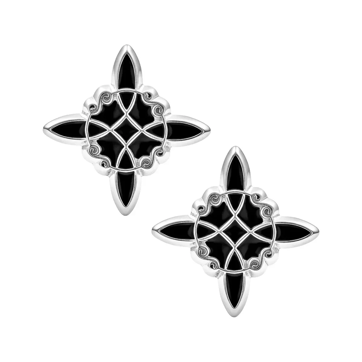 Aretes Broquel Plata .925 Nudo de Bruja Esmalte Negro, joyería artesanal mexicana, amuleto de protección, diseño moderno y es