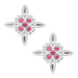 Aretes Broquel Plata 925 Nudo de Bruja con Zirconia Protección - Imagen 1
