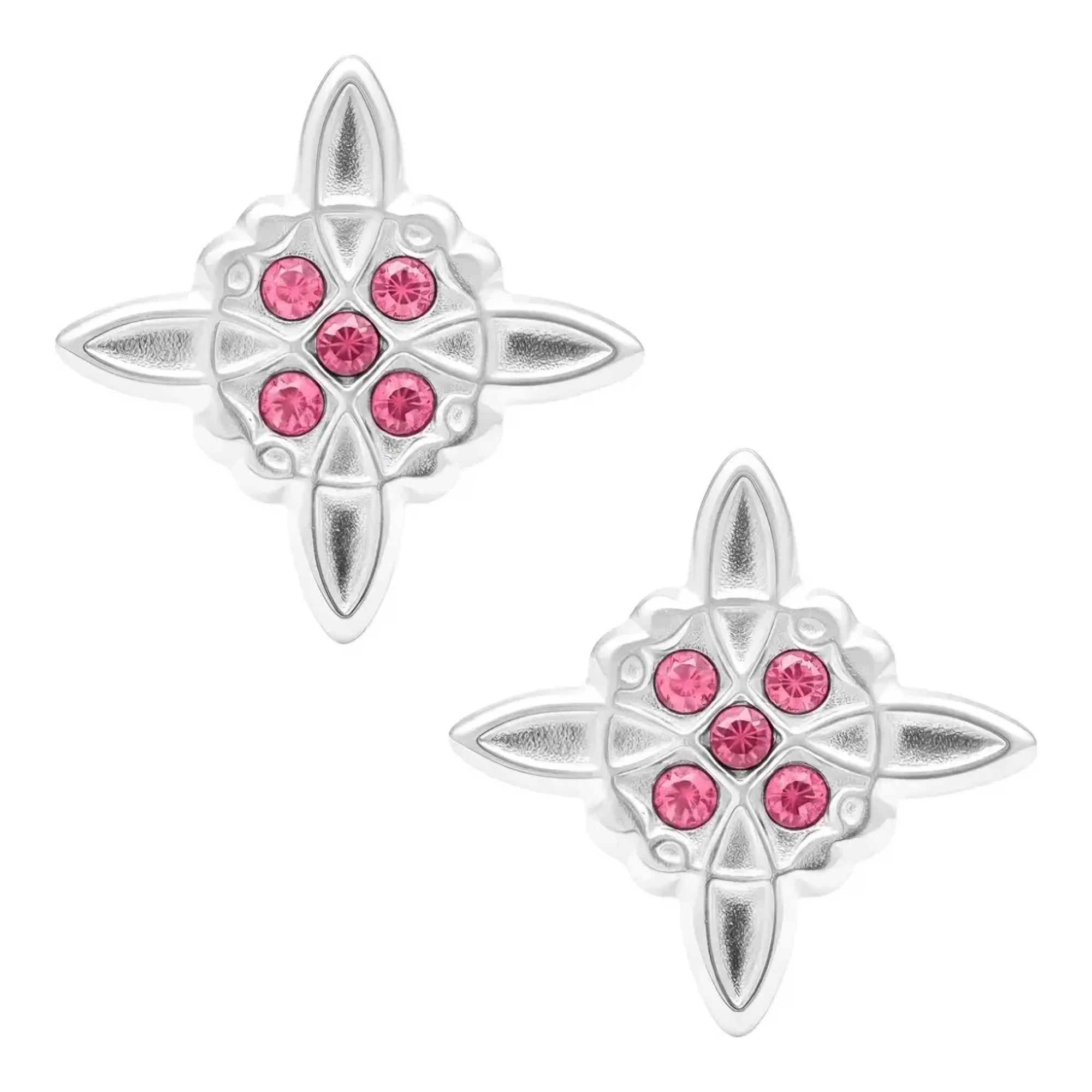 Aretes broquel nudo de bruja plata ley 925 con zirconia rosa de 1 mm, amuleto nudo celta y broche a rosca seguro Joyaris