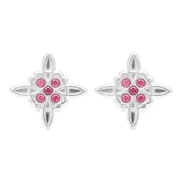 Aretes Broquel Plata 925 Nudo de Bruja con Zirconia Protección - Imagen 2