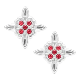 Aretes Broquel Plata 925 Nudo de Bruja con Zirconia Unisex - Imagen 1