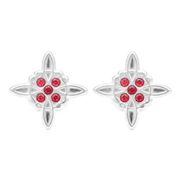 Aretes Broquel Plata 925 Nudo de Bruja con Zirconia Unisex - Imagen 2