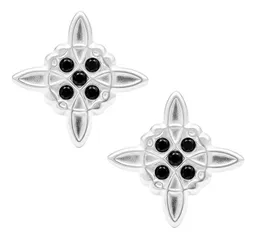Aretes Broquel Plata 925 Nudo de Bruja con Zirconia - Imagen 1