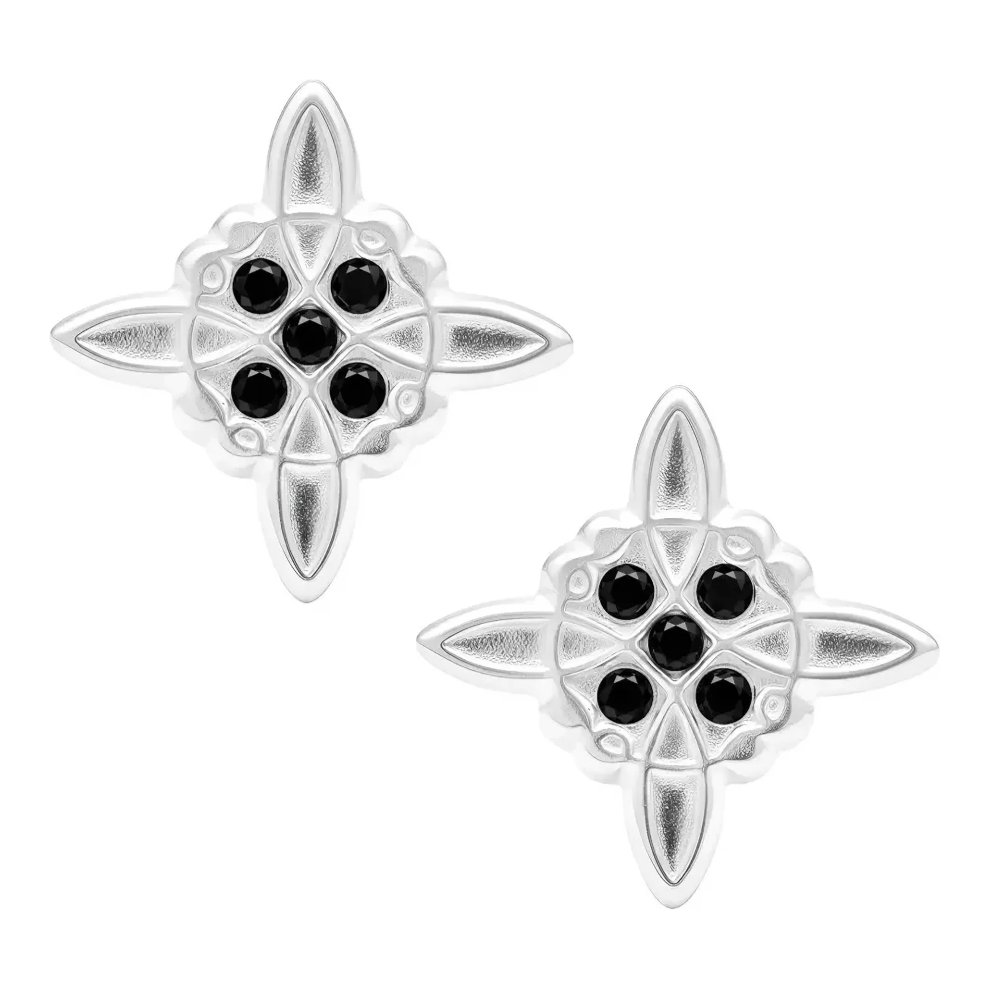Aretes broquel nudo de bruja plata 925 con piedra zirconia negra, amuleto celta de proteccion con cierre de rosca mexicana