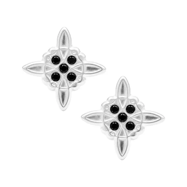 Aretes Broquel Plata 925 Nudo de Bruja con Zirconia - Imagen 1