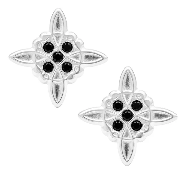 Aretes Broquel Plata 925 Nudo de Bruja con Zirconia - Imagen 1