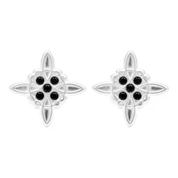 Aretes Broquel Plata 925 Nudo de Bruja con Zirconia - Imagen 2