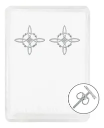 Aretes Broquel Plata .925 Nudo de Bruja Diseño de Protección - Imagen 1