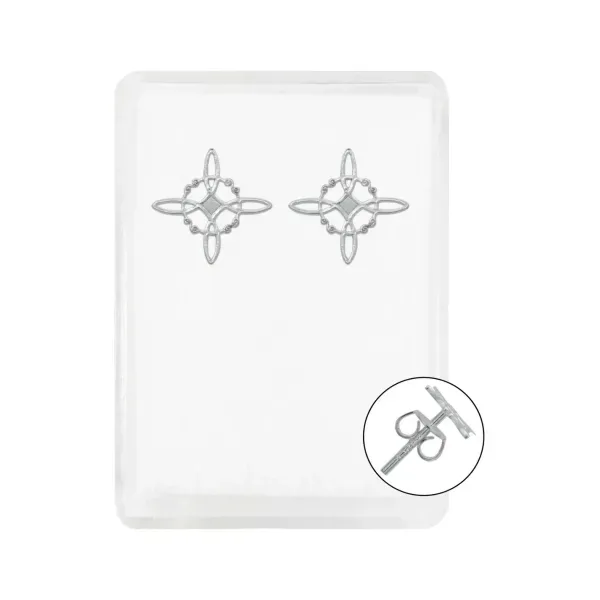 Aretes Broquel Plata .925 Nudo de Bruja Diseño de Protección - Imagen 1