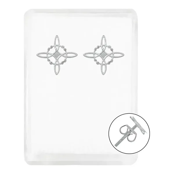 Aretes Broquel Plata .925 Nudo de Bruja Diseño de Protección - Imagen 1