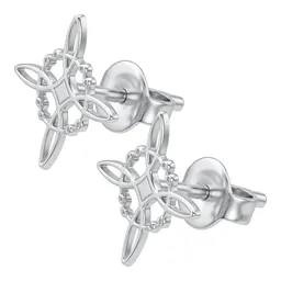 Aretes Broquel Plata .925 Nudo de Bruja Diseño de Protección - Imagen 1
