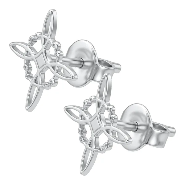 Aretes Broquel Plata .925 Nudo de Bruja Diseño de Protección - Imagen 1