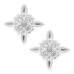 Aretes Broquel Plata 925 Nudo de Bruja Zirconia - Imagen 1