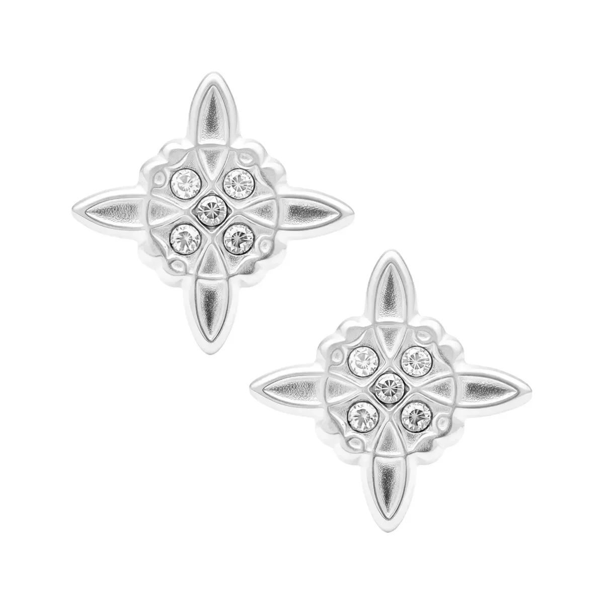 Aretes broquel Plata .925, Nudo de Bruja con Zirconia brillante. Joyería de plata para mujer, diseño moderno, broche de bola,