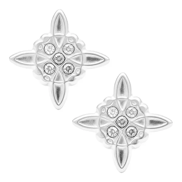 Aretes Broquel Plata 925 Nudo de Bruja Zirconia - Imagen 1