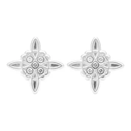 Aretes Broquel Plata 925 Nudo de Bruja Zirconia - Imagen 2