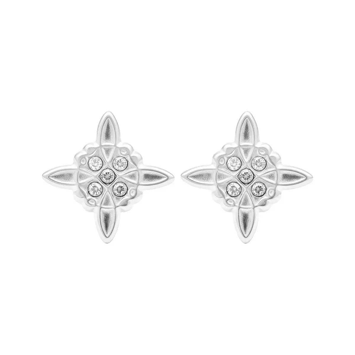 Aretes Broquel Plata 925 Nudo de Bruja Zirconia - Imagen 2