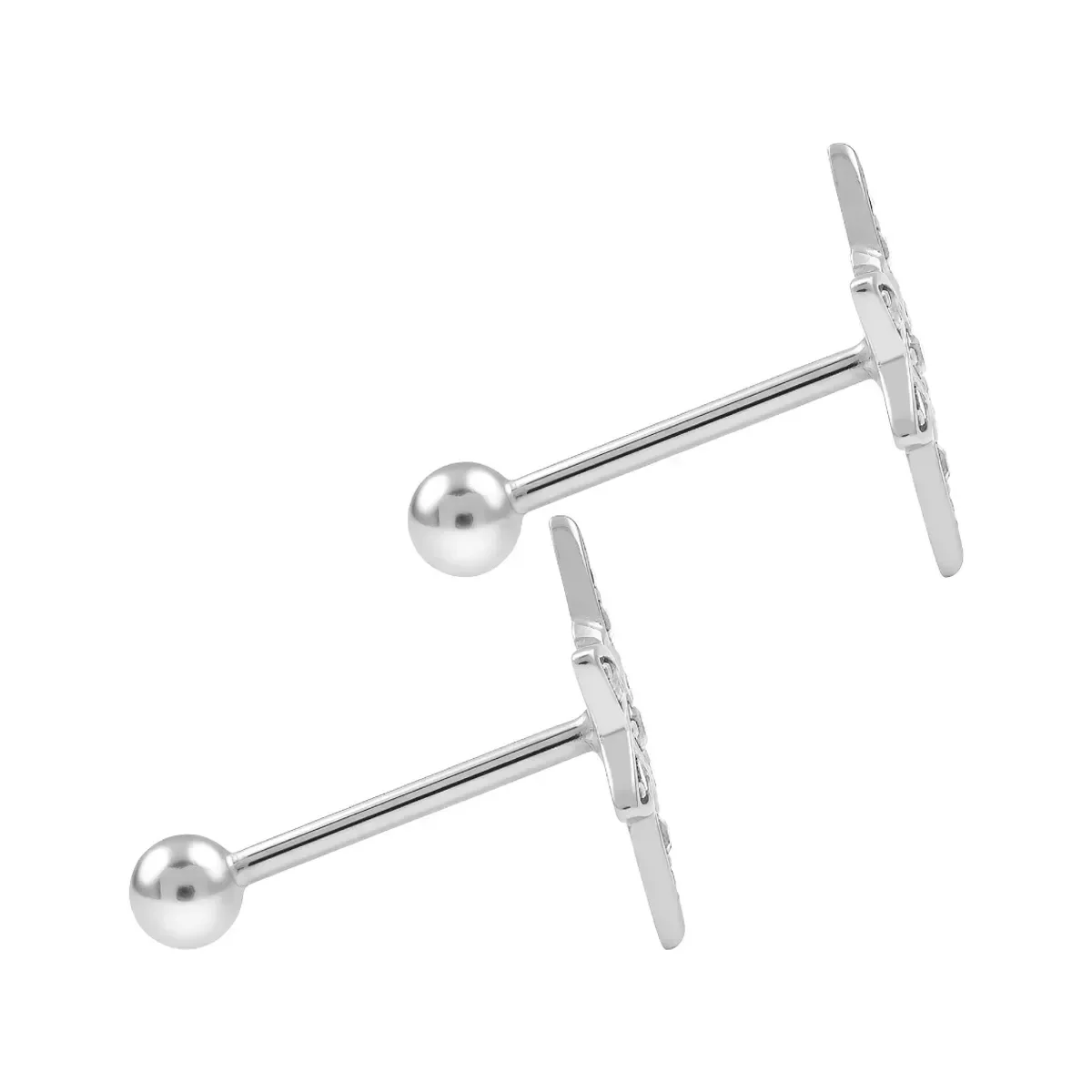Aretes Broquel Plata 925 Nudo de Bruja Zirconia - Imagen 3