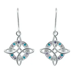 Aretes Broquel Plata 925 Nudo de la Bruja Zirconia Multicolor - Imagen 1
