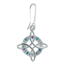 Aretes Broquel Plata 925 Nudo de la Bruja Zirconia Multicolor - Imagen 2