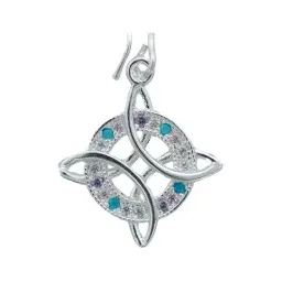 Aretes Broquel Plata 925 Nudo de la Bruja Zirconia Multicolor - Imagen 3