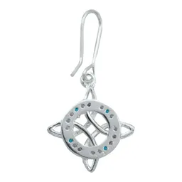 Aretes Broquel Plata 925 Nudo de la Bruja Zirconia Multicolor - Imagen 4