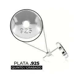 Aretes Broquel Plata .925 Trébol Cuatro Hojas con Zirconia - Imagen 4