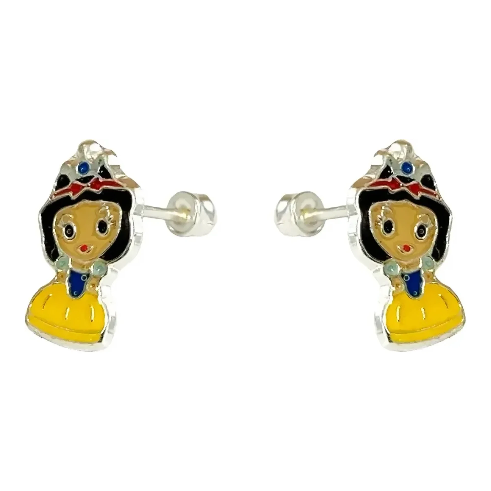 Aretes broquel de plata ley .925 con zirconia azul corte princesa broche a rosca acabado esmaltado estilo tipo zafiro dama