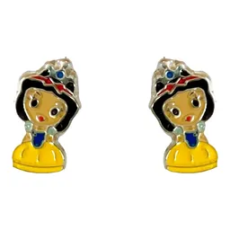 Aretes Broquel Plata 925 Zirconia Azul Diseño Princesa para Mujer - Imagen 2