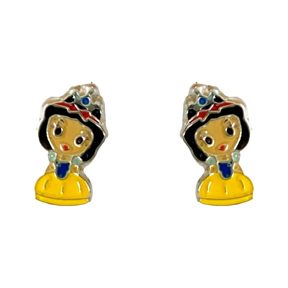 Aretes Broquel Plata 925 Zirconia Azul Diseño Princesa para Mujer - Imagen 2