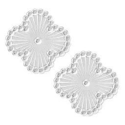 Aretes Broquel Plata 925 Zirconia Transparente Redonda - Imagen 1