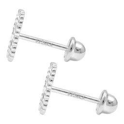 Aretes Broquel Plata 925 Zirconia Transparente Redonda - Imagen 3