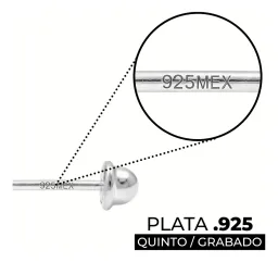 Aretes Broquel Plata 925 Zirconia Transparente Redonda - Imagen 4