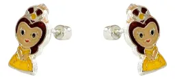 Aretes Broquel Plata 925 Baño Oro Diseño Princesa Artesanal - Imagen 1