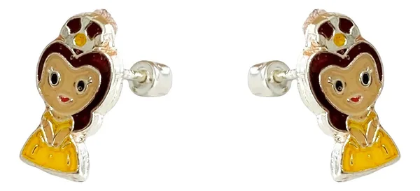 Aretes de plata .925 amarillo broquel Princesas — Joyaris