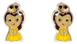 Aretes Broquel Plata 925 Baño Oro Diseño Princesa Artesanal - Imagen 2